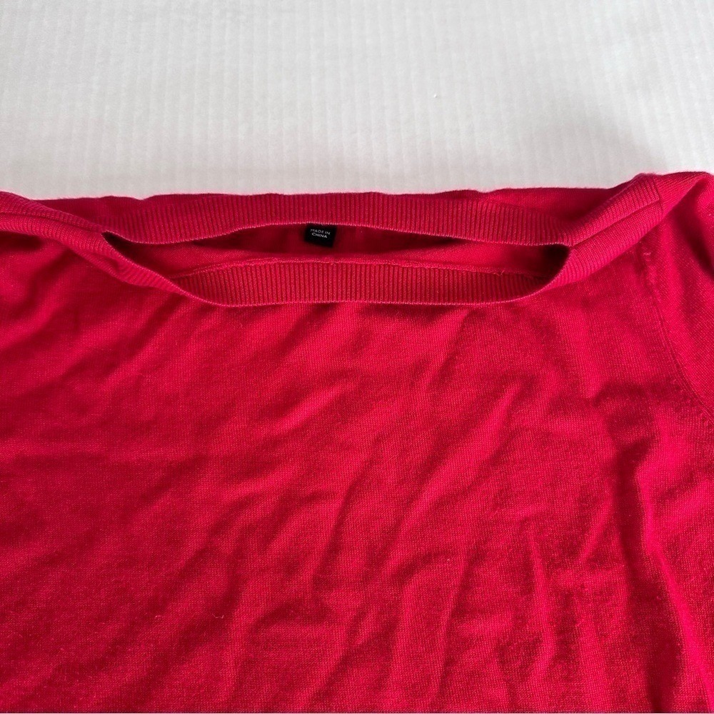 41 Hawthorn Womens Red Pleated Bell Sleeve Boat Neck Pullover Sweater Small - Picture 7 of 8